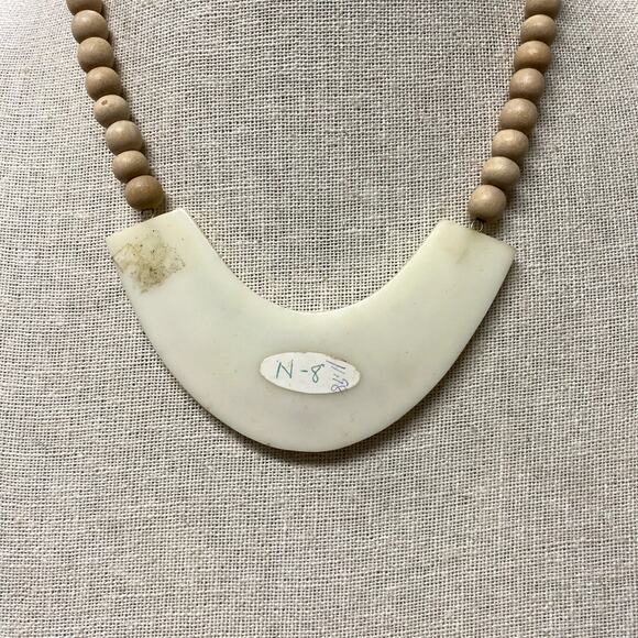 Vintage Pastel Rainbow Wood Bead Necklace Earrings Set - Picture 5 of 8